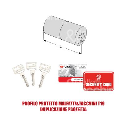 Cisa 0n210550n1 cilindro per ferroglietto fisso c3000 55 mm Ø 25 chiave protetta m&t profilo c3000 t19 cifratura kd nichel satinato