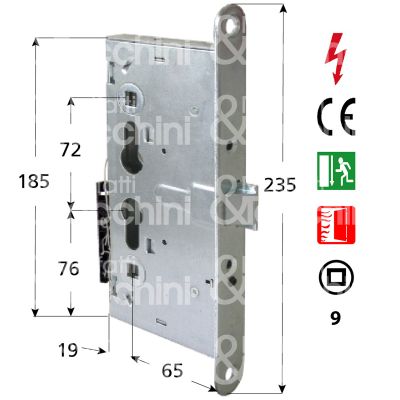 Cisa 13110650 elettroserratura laterale per maniglioni antipanico quadro entrata 65 int. man. 72