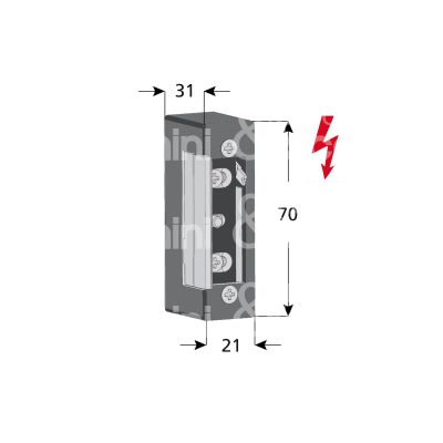 Cisa 15100000 incontro elettrico da incasso con fermo ambidestra 12v ca mm 70 x 21 x 31 senza frontale con antiripetitore