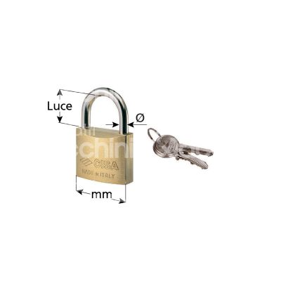 Cisa 22010200 lucchetto ad arco mm 20 chiave piatta cifratura kd