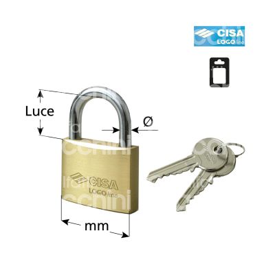 Cisa 406801030 lucchetto ad arco logo line mm 30 chiave piatta cifratura kd