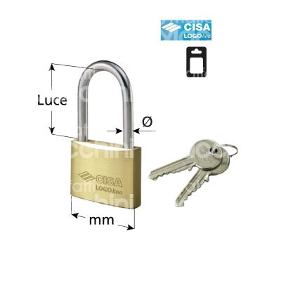 Cisa 406801250 lucchetto ad arco logo line mm 50 chiave piatta cifratura kd