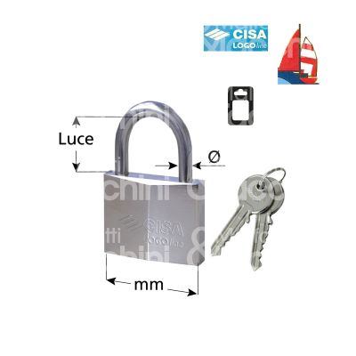Cisa 406801530 lucchetto ad arco inox logo line mm 30 chiave piatta cifratura kd