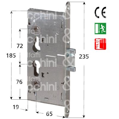 Cisa 43130650 serratura meccanica laterale per maniglioni antipanico quadro entrata 65 int. man. 72