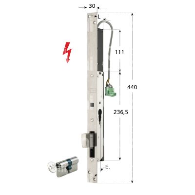 Corni 5500120 elettroserratura motorizzata catenaccio basculante e 20 ambidestra tensione 12v dc