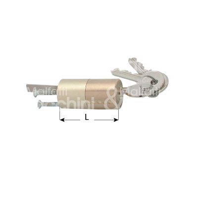 Cortellezzi 113fka cilindro per ferroglietto fisso 50 mm Ø 25 chiave piatta cifratura ka ottone satinato