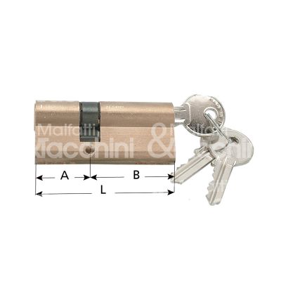 Cortellezzi 11662c cilindro sagomato chiave/chiave 31 x 31 = 62 mm chiave piatta profilo dx cifratura kd ottone satinato