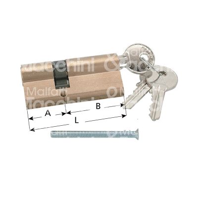 Cortellezzi 11666ska cilindro sagomato chiave/chiave 39 x 27 = 66 mm chiave piatta cifratura ka ottone satinato