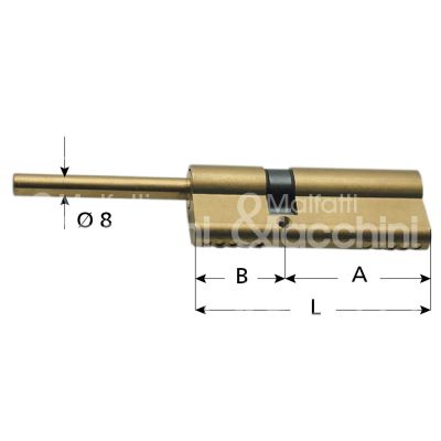 Cortellezzi 117c66s cilindro sagomato codolo rasabile 35 x 31 = 66 mm chiave piatta cifratura kd ottone satinato