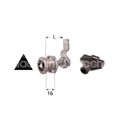 Cortellezzi 901 serratura per quadro elettrico a leva Ø 20 lunghezza mm 42 ambidestra chiave triangolo kd rotazione 90° nichelato