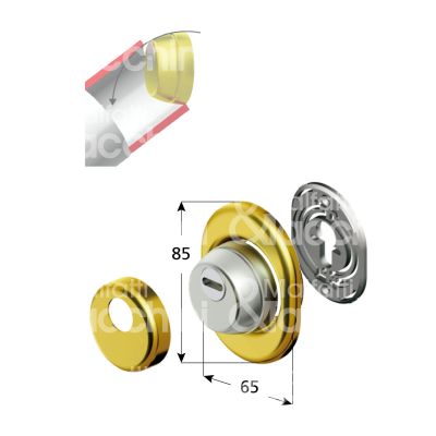 Disec bd16cs protettore incasso interasse fori mm 38 misura Ø 50 profondita' mm 25 cromo satinato