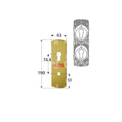 Disec ki3750br mostrina foro cilindro piÙ codolo alluminio bronzato interasse 74,4 mm 63 x 190
