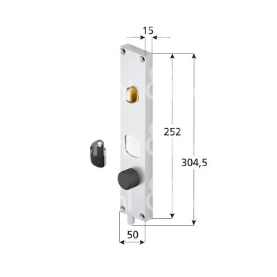 Disec ktn500fn blocco per alzante scorrevole chiave no misura 50 x 304,5 profondita' mm 15 nero