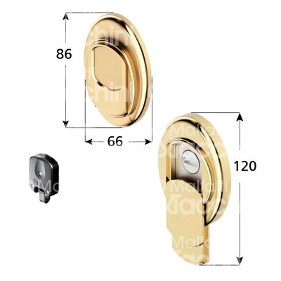 Disec mg3551aob protettore magnetico monolito chiave magnetica interasse fori mm 31 misura 94 x 70 bronzato
