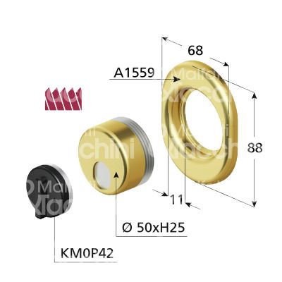 Disec mrm39cs protettore magnetico monolito chiave magnetica interasse fori mm 31 misura Ø 54 profondita' mm 25 cromo satinato