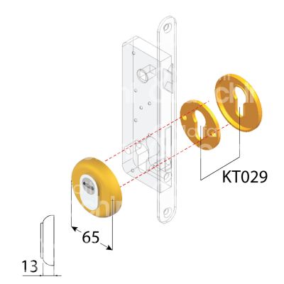 Disec or13ol protettore applicare interasse fori mm 38 misura Ø 65 profondita' mm 13 ottone lucido