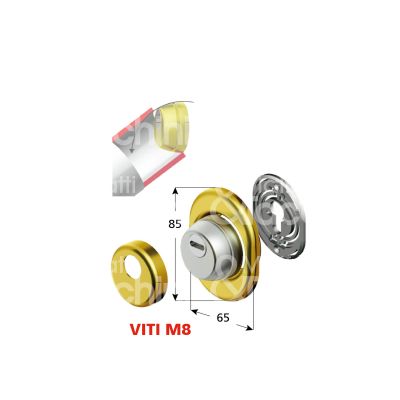Disec rws16m8ol protettore incasso interasse fori mm 38 misura Ø 50 profondita' mm 25 ottone lucido