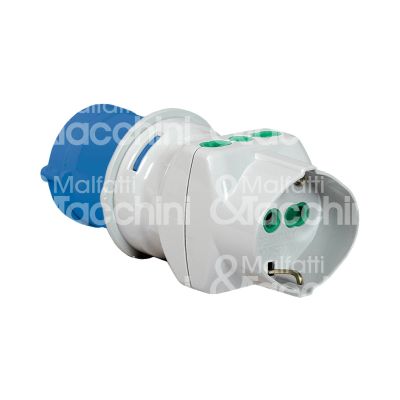 Fme fanton 73090 adattatore industriale/civile art. 73090 blu spina 2p + t / presa 2p + t - 16 a - 250v - ip 44