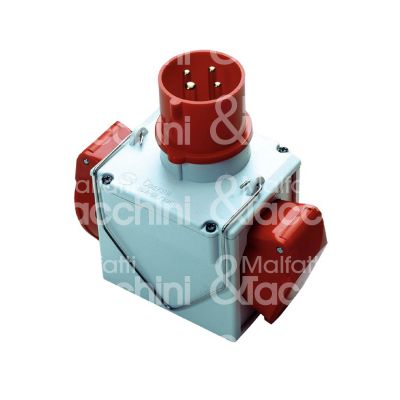 Fme fanton 73111 adattatore industriale triplo art. 73111 rosso spina 3p + t / presa 3p + t - 16 a - 380v - ip 44