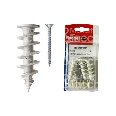 Fischer 573823 tassello per cappotto con vite fid ii s k confezione pz 4 profondità ancoraggio mm 50 nylon