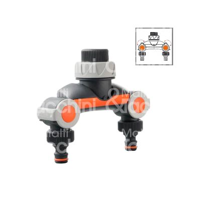 G.f. 5073 presa rubinetti 2 vie art. 5073 plastica attacco 3/4 pollici senza acquastop getti regolabile