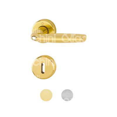 Hoppe ag 10711041 coppia maniglia con rosetta milos alluminio oro lucido foro patent quadro mm 8 Ø rosetta mm 52 con molla