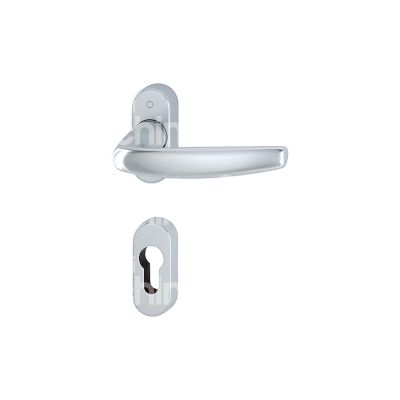 Hoppe ag 3915636 coppia maniglia con rosetta atlanta alluminio argento foro yale quadro mm 8 Ø rosetta mm 68 x 29 senza molla