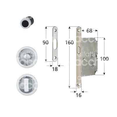 Hoppe ag 3948059 4920 kit per porta scorrevole con serratura a gancio rientrante e 50 ambidestra per porte interne alluminio argento foro quadro 8