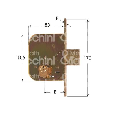 Iseo 603450 serratura per cancello impennata scrocco con mandata e 45 ambidestra cilindro tondo Ø 26 1 mandate