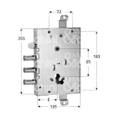 Iseo 66803380xb4 serratura per blindata a cilindro triplice e 64 ambidestra 3 catenacci + scrocco int. cat. 38 sporg. 3,5