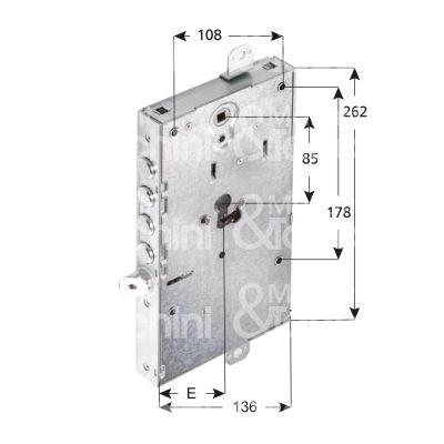 Iseo 69h0328m00 serratura antipanico per porte blindate modello panic 4 rm foro cilindro e 63 mano ambidestra int. cat. 28 int. man. 85 sporg. 3 triplice int. fiss. 108 x 178