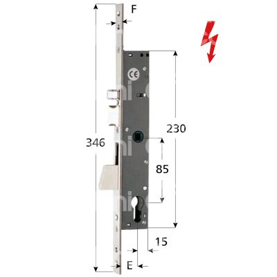 Iseo 781802302 elettroserrature electa per montante laterale e 30 ambidestra foro sagomato 1 mandate frontale 22 x 346
