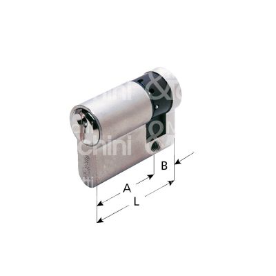 Iseo 8209301094 mezzo cilindro sagomato 30 x 10 = 40 mm chiave piatta profilo f5 cifratura kd cromo satinato