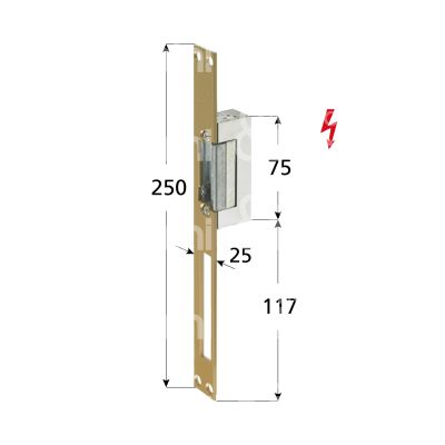 Yale 67f0508 incontro elettrico da incasso con fermo ambidestra 12v mm 75 x 28 x 20 con frontale con antiripetitore