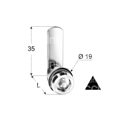 Meroni 277220 serratura per quadro elettrico a leva Ø 19 lunghezza mm 20 ambidestra chiave triangolo rotazione 90° nichelato