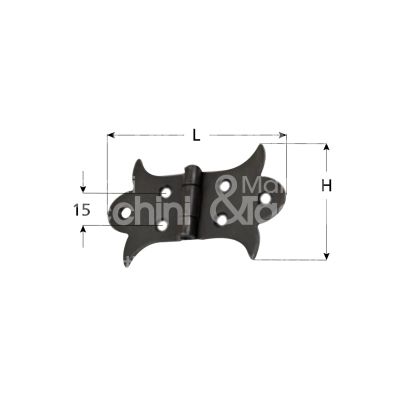 Metal group mg42538 cerniera per mobili piana a giglio art. mg42538 ferro nero ingombro mm 85 x 52