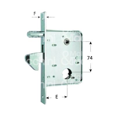 Mg 573580 serratura infilare a gancio sporgente e 58 ambidestra per cancello zincato foro cilindro tondo Ø26