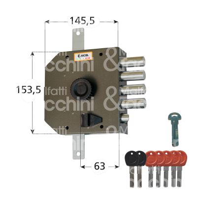 Moia jm424sx serratura applicare pompa Ø 30 g45 triplice e 63 4 catenacci piÙ scrocco int. fiss. 65 x 130