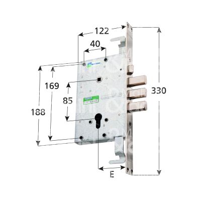 Mottura 85779d serratura blindata a cilindro triplice e 64 dx 3 catenacci piÙ scrocco int. cat. 28 sporg. 36