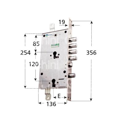 Mottura 85795d28n serratura per blindata a doppio cilindro triplice e 63 dx 4 catenacci piu' scrocco e 1 servizio int. cat. 28