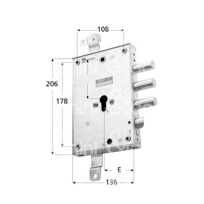 Mottura 898371todq serratura blindata a cilindro per torterolo triplice e 63 dx 3 catenacci piÙ scrocco int. cat. 37 sporg. 3,5