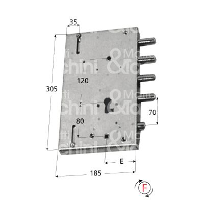 Mottura 898561gd03 serratura blindata a cilindro per gardesa triplice e 70 dx 4 catenacci piÙ scrocco int. cat. 50 sporg. 3,5