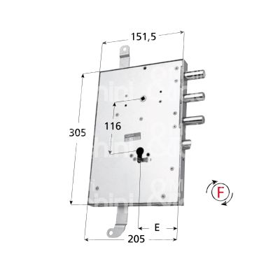 Mottura 898561grld serratura blindata a cilindro per gardesa triplice e 90 dx 3 catenacci piÙ scrocco int. cat. 50 sporg. 3,5