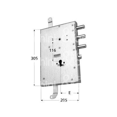 Mottura 898568grld serratura blindata a cilindro per gardesa triplice e 90 dx 3 catenacci piÙ scrocco int. cat. 50 sporg. 3,5