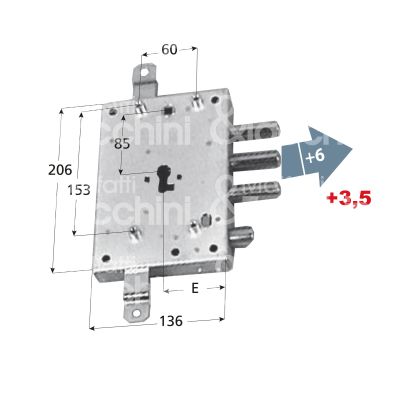 Mottura 898571g5dq serratura blindata a cilindro per gardesa triplice e 63 dx 3 catenacci piÙ scrocco int. cat. 37 sporg. 9,5