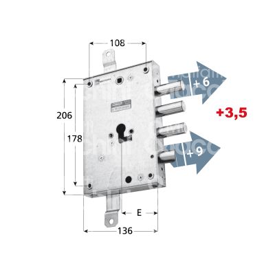 Mottura 898571gs1q serratura blindata a cilindro per greg triplice e 63 sx 3 catenacci piÙ scrocco int. cat. 37 sporg. 9,5