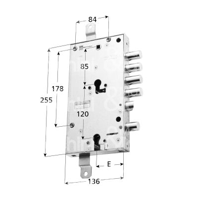 Mottura 898589efdn serratura per blindata a doppio cilindro indip. per effepi triplice e 63 dx 4 catenacci piÙ scrocco e 1 servizio int. cat. 28 sporg. 3,5