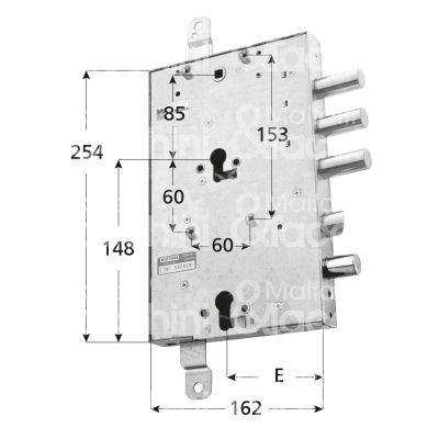 Mottura 898589gduq serratura per blindata a doppio cilindro indip. per gardesa triplice e 89 dx 3 catenacci piÙ scrocco e 1 servizio int. cat. 37 sporg. 3,5