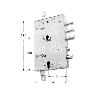 Mottura 898589grsq serratura per blindata a doppio cilindro indip. per gardesa triplice e 89 sx 3 catenacci piÙ scrocco e 1 servizio int. cat. 37 sporg. 3,5