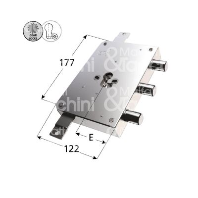 Mottura 89b953w560 serratura blindata a cilindro rce triplice e 60 ambidestra 3 catenacci int. cat. 56 sporg. 3,5